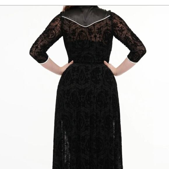 Unique Vintage 1950s Black Flocked  Dia De Los Muertos Duster Sz #3 M #50 - Picture 3 of 12